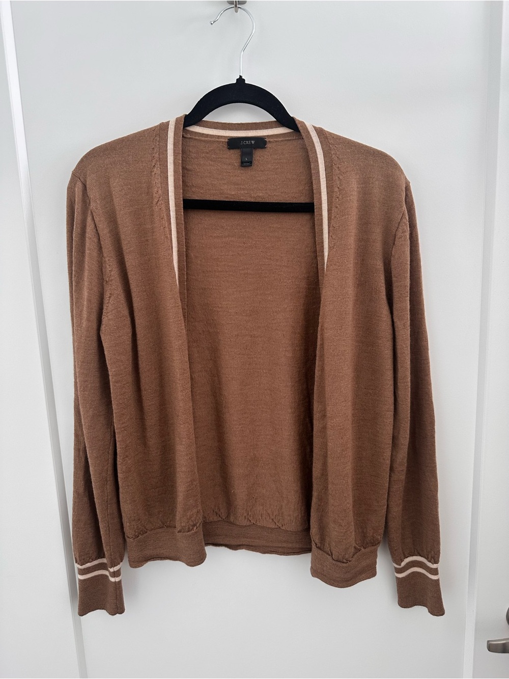 J. Crew Women’s Merino Wool Brown Open-Front Cardigan Sweater